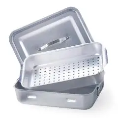 Vaporiera Rettangolare Con Coperchio  in Alluminio - AGNELLI Linea ALLUMINIO 151V - 3 MM - Codice ALMA151V - Spessore mm 3 - Dimensioni cm 45x30 - Altezza cm 165 - Imballo confezione da n. 1 Unità