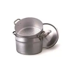 Pentola Cuociverdura Con Coperchio  in Alluminio - AGNELLI Linea ALLUMINIO 152 - 3 MM - Codice ALMA152 - Spessore mm 3 - Capacit&agrave; 25 lt  - Diametro 40 cm - Imballo confezione da n. 1 Unit&agrave;