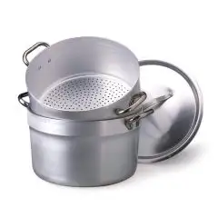 Pentola Cuociverdura Con Coperchio  in Alluminio - AGNELLI Linea ALLUMINIO 152 - 3 MM - Codice ALMA152 - Spessore mm 3 - Capacità 9 lt  - Diametro 28 cm - Imballo confezione da n. 1 Unità