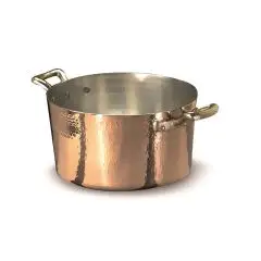 Casseruola Alta 2 Manici  in Rame Martellato - AGNELLI Linea RAME MARTELLATO - 2 MM - Codice ALCM104M - Spessore mm 2 - Capacit&agrave; 35 lt  - Diametro 24 cm - Altezza cm 14 - Imballo confezione da n. 1 Unit&agrave;