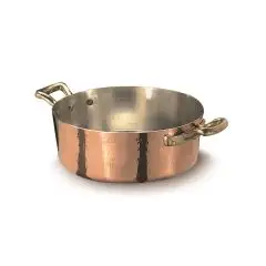 Casseruola Bassa 2 Manici  in Rame Martellato - AGNELLI Linea RAME MARTELLATO - 2 MM - Codice ALCM106M - Spessore mm 2 - Capacit&agrave; 41 lt  - Diametro 24 cm - Altezza cm 8 - Imballo confezione da n. 1 Unit&agrave;