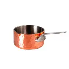 Casseruola 1 Manico Con Becco  in Rame Martellato - Acciaio - AGNELLI Linea COPPER 3 PLY - Codice COTE105CIT09 - Spessore mm 2,5 - Diametro 9 cm - Altezza  5 - Imballo confezione da n. 1 Unità