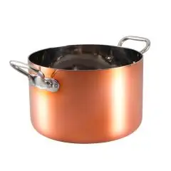 Casseruola Alta 2 Manici  in Rame - Alluminio - Acciaio - AGNELLI Linea COPPER 4 INDUZIONE - Codice COTE104CIT24 - Spessore mm 2,5 - Capacit&agrave; 7 lt  - Diametro 24 cm - Altezza  15 - Imballo confezione da n. 1 Unit&agrave;