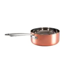 Casseruola Alta 1 Manico  in Rame - Alluminio - Acciaio - AGNELLI Linea COPPER 4 INDUZIONE - Codice COTE105CIT16 - Spessore mm 2,5 - Capacità 18 lt  - Diametro 16 cm - Altezza  10 - Imballo confezione da n. 1 Unità