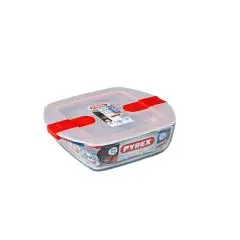 Contenitore Quadrato  in Vetro Borosilicato/Polipropilene - PYREX - Codice 211 PH00 - Capacità 1 lt  - Dimensioni cm 20x17 - Altezza cm 5 - Imballo confezione da n. 1 Unità