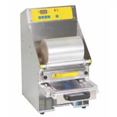 TERMOSIGILLATRICI per VASCHETTE DA BANCO - Mod. TESISSF213 - ELETTRICA - SEMIAUTOMATICA - DIGITALE - STAMPO FUSTELLATO NON INCLUSO - DIMENSIONE MASSIMA CONTENITORE mm 235x180 - NORMA CE