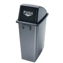 Gettacarte con apertura push in polipropilene grigio con coperchio nero, capacità lt 60 Medial Office 60 Mod 114210