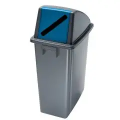 Gettacarte in polipropilene grigio con coperchio ad apertura frontale blu, capacità lt 60 Medial Office 60 Mod 114215