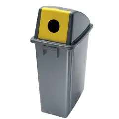 Gettacarte in polipropilene grigio con coperchio con foro frontale giallo, capacità lt 60 Medial Office 60 Mod 114216