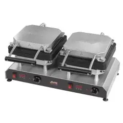 MACCHINA PER WAFFEL - Mod 51913EU - BASE DOPPIA PER PIASTRE INTERCAMBIABILI - ALIMENTAZIONE V 400/50-60Hz TRIFASE - POTENZA W 5600 - DIM. Cm L 61 x P 34 x h 27,5