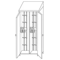 Armadio portastivali in acciaio inox 304 - n. 2 ante battenti - Dim. cm  L95xP50xH215