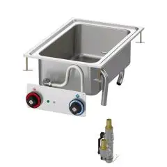 BAGNOMARIA ELETTRICO DA INCASSO - MOD. BMD/64EM - N. 1 vasca per GN 1/1 cm 53 x 32,5 - Alimentazione monofase 230V - Potenza kW 2,1 - Dimensioni: cm L 40 x P 60 x H 30 - Norma CE