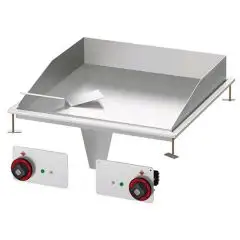 FRY TOP ELETTRICO PIASTRA LISCIA CROMATA DA INCASSO - MOD. FTLD-66ETS - N. 2 zone di cottura - Alimentazione trifase o monofase 400V/3N 230V/3 230V - Potenza kW 6 - Dimensioni: cm. L 60 x P 60 x H 22 - Norma CE