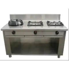 CUCINA EURASIA A GAS 3 FUOCHI  - MOD. PAP03 - Costruita esclusivamente su misura - Vano a giorno - Piano liscio - Potenza a gas a scelta tra kW 3,0/4,5/7,5/9,5/14/21 - Dimensioni: cm L 150 x P 70 x H 85 - Norma CE