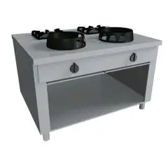 CUCINA EURASIA A GAS 4 FUOCHI CON COMANDI PASSANTI - MOD. PAP042E - Costruita esclusivamente su misura - Vano a giorno - Piano liscio - Potenza a gas a scelta tra kW 3,0/4,5/7,5/9,5/14/21 - Dimensioni: cm L 100 x P 110 x H 85 - Norma CE