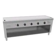 CUCINA TEPPANYAKI ELETTRICA 5 ZONE COTTURA  - MOD. VGP5200G - Costruita esclusivamente su misura - Vano a giorno - Piastra di cottura al cromo duro lucido - Canalina perimetrale - Potenza elettrica kW 27,0 (5x5,4 kW) - Alimentazione 400V trifase - Dimensi