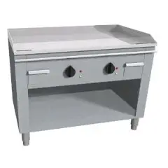 CUCINA TEPPANYAKI ELETTRICA 2 ZONE COTTURA  - MOD. VGO2100G - Costruita esclusivamente su misura - Vano a giorno - Piastra di cottura al cromo duro lucido - Alzatina su 4 lati - Potenza elettrica kW 10,8 (2x5,4 kW) - Alimentazione 400V trifase - Dimension