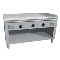 CUCINA TEPPANYAKI ELETTRICA 3 ZONE COTTURA  - MOD. VGO3120G - Costruita esclusivamente su misura - Vano a giorno - Piastra di cottura al cromo duro lucido - Alzatina su 4 lati - Potenza elettrica kW 16,2 (3x5,4 kW) - Alimentazione 400V trifase - Dimension
