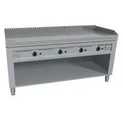 CUCINA TEPPANYAKI ELETTRICA 4 ZONE COTTURA  - MOD. VGO4160G - Costruita esclusivamente su misura - Vano a giorno - Piastra di cottura al cromo duro lucido - Alzatina su 4 lati - Potenza elettrica kW 21,6 (4x5,4 kW) - Alimentazione 400V trifase - Dimension