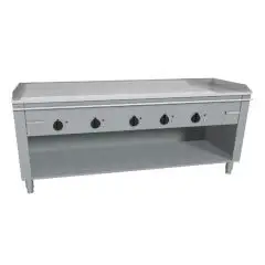 CUCINA TEPPANYAKI ELETTRICA 5 ZONE COTTURA  - MOD. VGO5200G - Costruita esclusivamente su misura - Vano a giorno - Piastra di cottura al cromo duro lucido - Alzatina su 4 lati - Potenza elettrica kW 27,0 (5x5,4 kW) - Alimentazione 400V trifase - Dimension