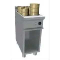 VAPORIERA DIM SUM ELETTRICA - MOD. N9WUZ400DC - Struttura in acciaio inox - Vano a giorno - Piano di lavoro arrotondato in acciaio inox - Vasca GN 1/1 + 1/3 cm 20h - Teglia forata in acciaio inox per appoggio cestini in bambù - Potenza elettrica kW 12,0 -