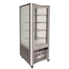 ESPOSITORE REFRIGERATO VERTICALE IN ACCIAIO INOX AISI 430 - DOPPIO VETRO SU 4 LATI - Mod. G-VGP400R - VENTILATO - CAPACITA' Lt 408 - TEMPERATURA +2°/+8°C - Dim. cm L 70,6 x P 74 x h 180 - Norma CE