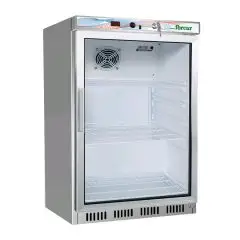 ARMADIO FRIGORIFERO IN ACCIAIO INOX AISI 430 E ABS - STATICO - ECO - Mod. G-ER200GSS - N. 1 PORTA VETRO - CAPACITA' LT 130 - TEMPERATURA +2º/+8ºC - Dim. cm L 60 x P 58,5 x h 85,5 - Norma CE