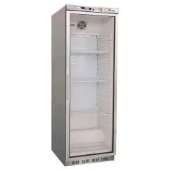 ARMADIO FRIGORIFERO IN ACCIAIO INOX AISI 430 E ABS - STATICO - ECO - Mod. G-ER400GSS - N. 1 PORTA VETRO - CAPACITA' LT 350 - TEMPERATURA +2º/+8ºC - Dim. cm L 60 x P 58,5 x h 185,5 - Norma CE