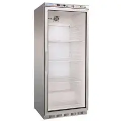 ARMADIO FRIGORIFERO IN ACCIAIO INOX AISI 430 E ABS - STATICO - ECO - Mod. G-ER600GSS - N. 1 PORTA VETRO - CAPACITA' LT 570 - TEMPERATURA +2º/+8ºC - Dim. cm L 77,7 x P 69,5 x h 189,5 - Norma CE