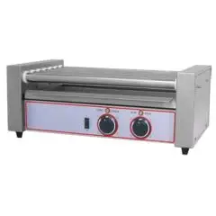 CUOCI WURSTEL - Mod. R 7 - 7 rulli in acciaio inox - Capacità circa 12 pz - Temperatura +50/+250 °C - Potenza W 590 - Alimentazione monofase - Dimensioni cm L 58 x P 30,5 x 23h - Norma CE