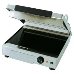 TOSTIERA ELETTRICA CON BASE E COPERCHIO IN VETROCERAMICA liscia - CON CONTROLLO TERMOSTATICO - Mod. 999.387 - Dim. Cm L 45 x P 45 x h 13 - Potenza totale 2,2 kW