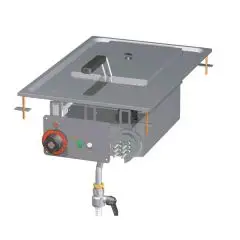 FRIGGITRICE ELETTRICA DA INCASSO - MOD. F10D/64ET - N. 1 vasca LT. 10 - Produzione patate: 10 Kg/h - Alimentazione trifase 230V/3 400V/3N - Potenza kW 7,15 - Dimensioni: cm. L 40 x P 60 x H 39 - Norma CE