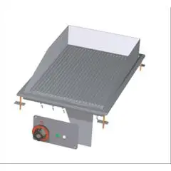 FRY TOP ELETTRICO PIASTRA RIGATA CROMATA DA INCASSO - MOD. FTRD-64ETS - Alimentazione trifase 400V/3N 230V/3 - Potenza kW 4,5 - Dimensioni: cm. L 40 x P 60 x H 22 - Norma CE