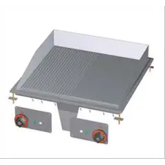 FRY TOP ELETTRICO 1/2 PIASTRA LISCIA 1/2 PIASTRA RIGATA DA INCASSO - MOD. FTLRD-66ET - N. 2 zone di cottura - Alimentazione trifase o monofase 400V/3N 230V/3 230V - Potenza kW 6 - Dimensioni: cm. L 60 x P 60 x H 22 - Norma CE