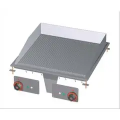 FRY TOP ELETTRICO PIASTRA RIGATA DA INCASSO - MOD. FTRD-66ET - N. 2 zone di cottura - Alimentazione trifase o monofase 400V/3N 230V/3 230V - Potenza kW 6 - Dimensioni: cm. L 60 x P 60 x H 22 - Norma CE