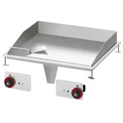 FRY TOP ELETTRICO PIASTRA LISCIA DA INCASSO - MOD. FTLD-68ET - N. 2 zone di cottura - Alimentazione trifase 400V/3N 230V/3 - Potenza kW 9 - Dimensioni: cm. L 80 x P 60 x H 22 - Norma CE