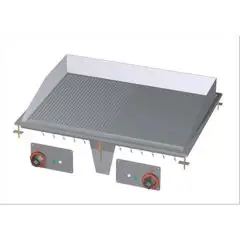 FRY TOP ELETTRICO 1/2 PIASTRA LISCIA 1/2 PIASTRA RIGATA DA INCASSO - MOD. FTLRD-68ET - N. 2 zone di cottura - Alimentazione trifase 400V/3N 230V/3 - Potenza kW 9 - Dimensioni: cm. L 80 x P 60 x H 22 - Norma CE