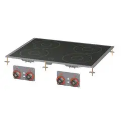 PIANO DI COTTURA ELETTRICO IN VETROCERAMICA DA INCASSO - MOD. PCCD-68ET - N. 4 zone di cottura - Alimentazione trifase 400V/3N 230V/3 - Potenza 10 kW - Dimensioni: cm. L 80 x P 60 x H 5 - Norma CE