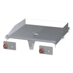 FRY TOP ELETTRICO 1/2 PIASTRA LISCIA 1/2 PIASTRA RIGATA CROMATA DA INCASSO - MOD. FTLRD-88ETS - N. 2 zone di cottura - Alimentazione trifase 400V/3N - Potenza kW 15 - Dimensioni: cm. L 80 x P 80 x H 22 - Norma CE