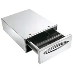 CASSETTO CAFFE' IN INOX - Linea ICE - Mod. IC CBP40 - Angoli arrotondati - Vasca per eliminare i residui liquidi - Foro banco cm L 35 x 14 H - Profondità cassetto cm 45,6