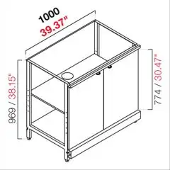RETROBANCO BAR NEUTRO - SEMILAVORATO DA PANNELLARE - MOD. RBL1000ANTE - STRUTTURA IN METALLO - N. 2 ANTE A BATTENTI IN NOBILITATO GRIGIO - DISPONIBILE IN 3 PROFONDITA': cm 40, 55, 63 - DIM Cm L 100 X H 96,9