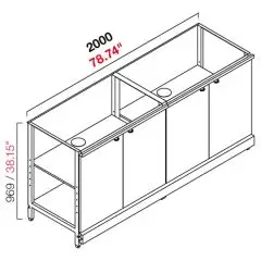 RETROBANCO BAR NEUTRO - SEMILAVORATO DA PANNELLARE - MOD. RBL20004ANTE - STRUTTURA IN METALLO - N. 4 ANTE A BATTENTI IN NOBILITATO GRIGIO - DISPONIBILE IN 3 PROFONDITA': cm 40, 55, 63 - DIM Cm L 200 X H 96,9