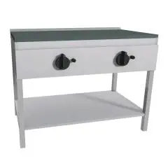 CUOCIPIADINA ELETTRICO - Mod. RA6EKGG - Su gambe in acciaio inox - Piana in acciaio inox - N. 2 zone cottura - Potenza KW 4,4 - Alimentazione monofase 230V/1/50Hz - Dimensioni cm L 102 x P 53 x H 85 - Norma CE