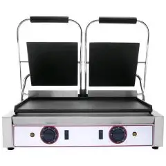 PIASTRA ELETTRICA IN GHISA - Mod. L 2 - Piastra doppia liscia - Piano cottura cm 48x24 - Potenza kW 1,8 (x2) - Alimentazione monofase - Dimensioni cm L 56,5 x P 31 x 22h - Norma CE