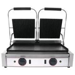 PIASTRA ELETTRICA IN GHISA - Mod. RL 2 - Piastra doppia liscia - Piano cottura cm 48x24 - Potenza kW 1,8 (x2) - Alimentazione monofase - Dimensioni cm L 56,5 x P 31 x 22h - Norma CE