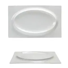 Piatto Rettangolare Con Rilievo  - MEDRI Linea GOURMET BONE CHINA - Codice FA0275 - Dimensioni cm 30x19 - Imballo confezione da n. 4 Unità