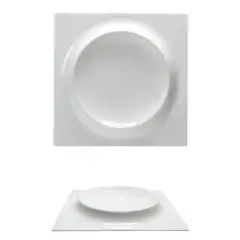 Piatto Quadro Con Rilievo  - MEDRI Linea GOURMET BONE CHINA - Codice FA0272 - Dimensioni cm 25x25 - Imballo confezione da n. 3 Unità