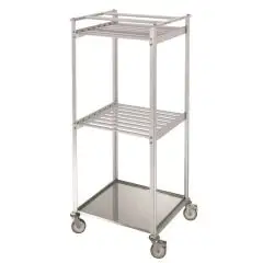 CARRELLO STAGIONATURA SALUMI - Mod. CAR ALU - Telaio in alluminio anodizzato - Ruote - Con vaschetta e traversi in alluminio - Dimensioni cm L 84 x P 77 x 185h