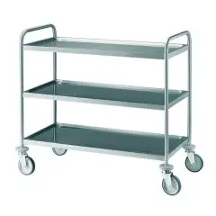 Carrello di servizio tre piani - Mod 1405 - Struttura in acciaio inox - Piani stampati a forma di vassoio - Dimensioni cm L 109 x P 59 x h 95