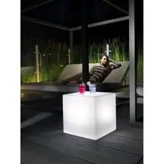 TAVOLO CUBO - MOD. LUMINOUS CUBO BLOK - CON LUCE A LED - STRUTTURA IN POLIETILENE - NORMA CE